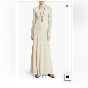 Free People Cream Long Sleeve Lace Dress